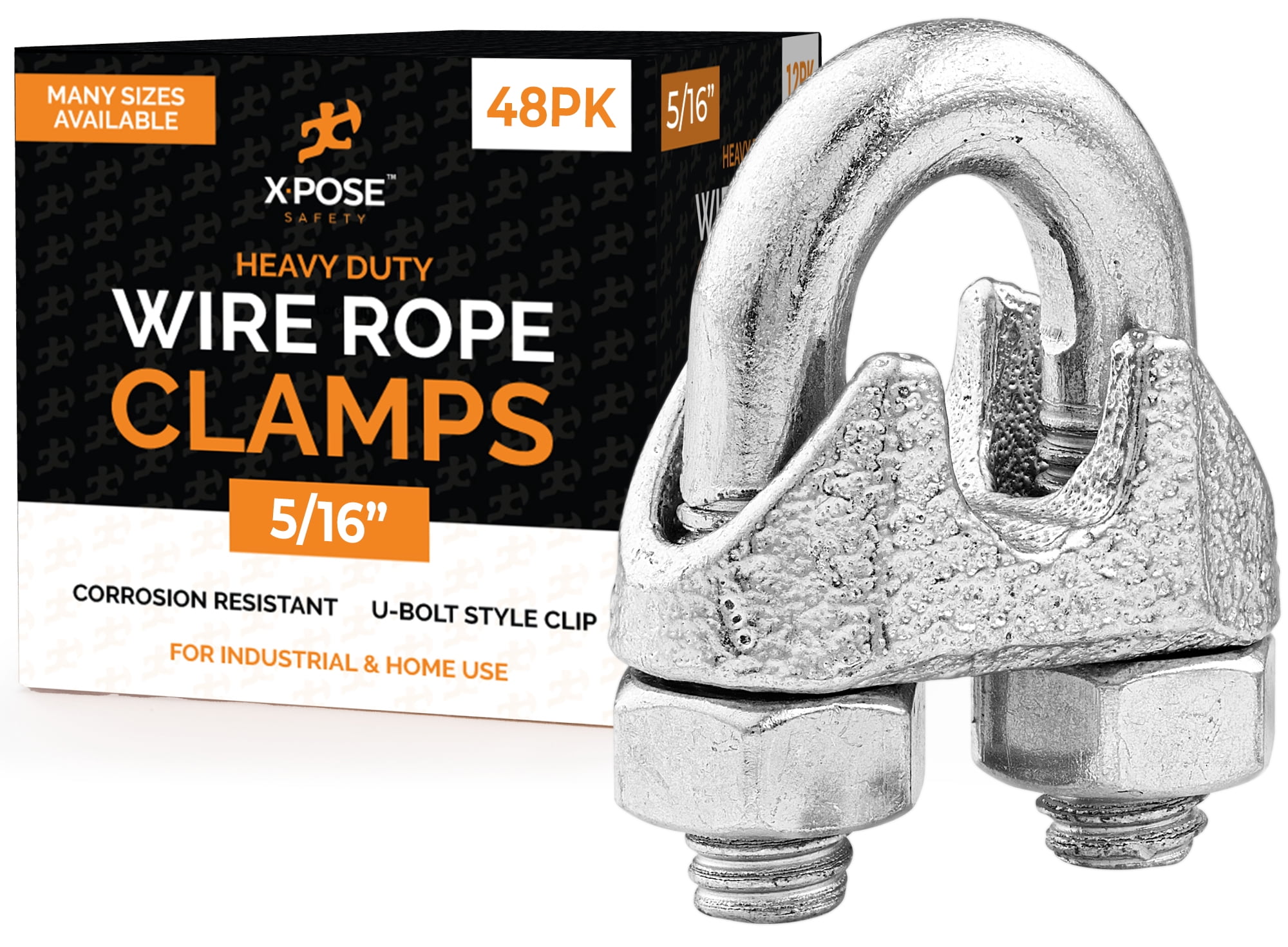 Wire Rope Clamp for Stainless Steel Wire Rope 5/16" Galvanized U Bolt