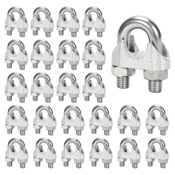 Wire Rope Clip Cable Clamps 1/2"-M13-25PCS Galvanized U-bolt Saddle Fasteners