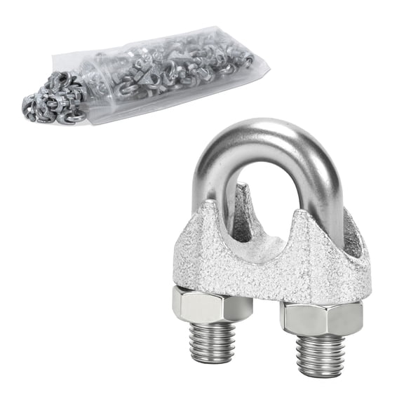 Wire Rope Clip Cable Clamps 5-16"-M8-50PCS Galvanized U-bolt Saddle Fasteners