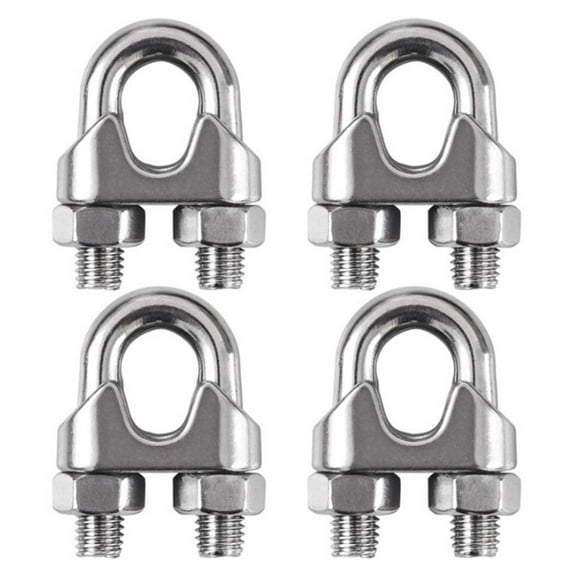 Wire Rope Clip, Silver Cable Clamp Stainless, 1/2 Inch Wire Rope Clip Clamp 304 Stainless Steel U-Saddle Fastener Secure Grip 4-Pack, by Goohae