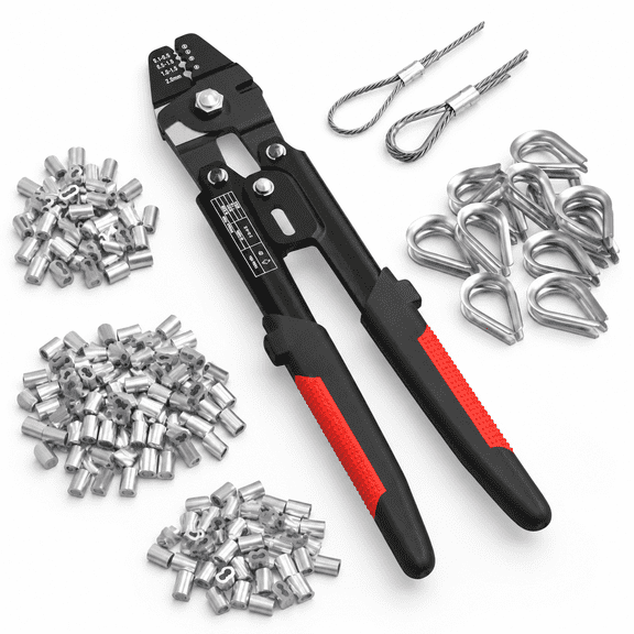 Wire Rope Crimping Tool Kit Swfor 3/64 1/16 5/64 Inch Sleeves