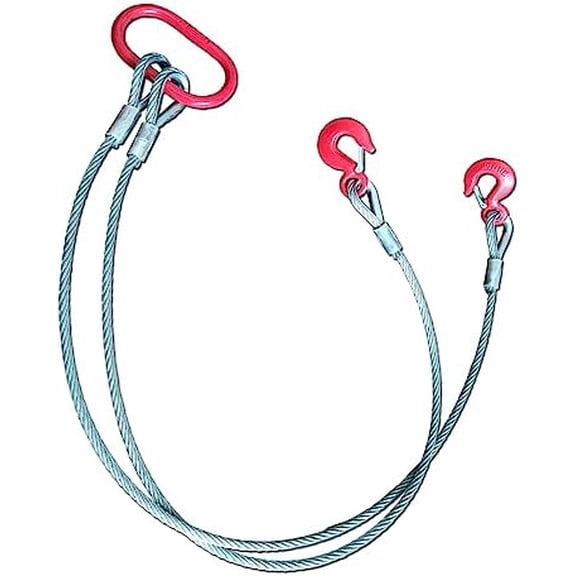 Wire Rope Sling Two Leg1/2Inch X 5 Ft Wire Rope 4410lbVertical Rated Capacity Heavy Duty Rope 2 Leg with Sling Hooks Heavy Duty Rigging Cable for Lifting and Towing  Two Leg-2ton
