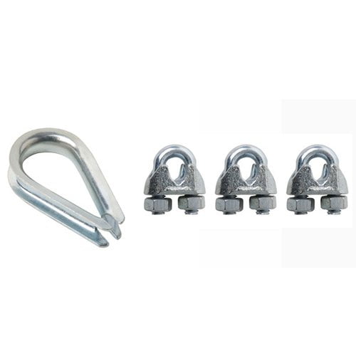 Wire Rope Thimble and Clamp Set for Wire or Clothesline