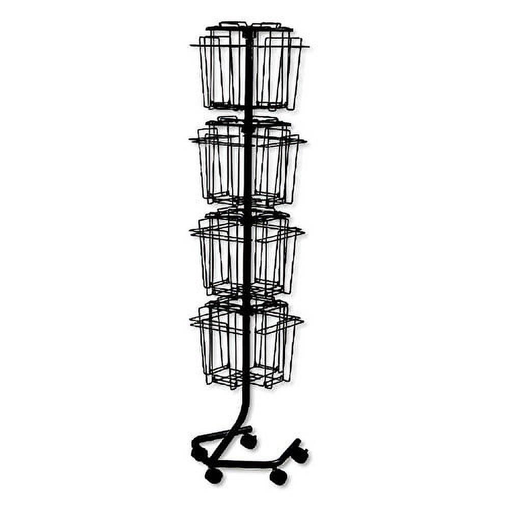 B2 Rotory Rack Wire Rotary Display Racks, 16 Compartments, 15w X 15d X 60h, Charcoal ...
