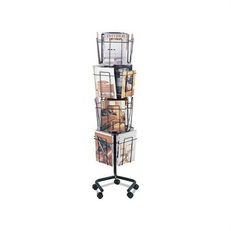 Wire Rotary Display Racks, 16 Compartments, 15w x 15d x 60h, Charcoal Wire Rotary Display Racks, 16 Compartments, 15w x 15d x 60h, Charcoal
