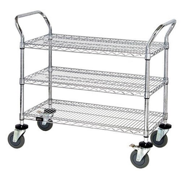Wire Shelf Conductive Mobile Utility Cart - 24 x 48 x 37.5 in.