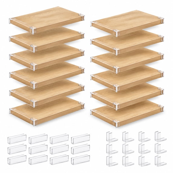 Wire Shelf Covers, 12 Pack, 14x12 Inch Faux Wood PVC Rigid Shelf Liners ...