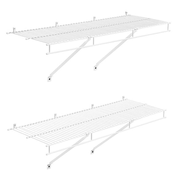 Wire Shelf Kit, 3 ft, Set of 2, Wall Mounted Wire Shelves, Heavy-Duty Carbon Steel Hanging Shelf, Floating Wall Storage Shelves with Dip Coating, for Closet, Bedroom, Living Room, Office, Pantry
