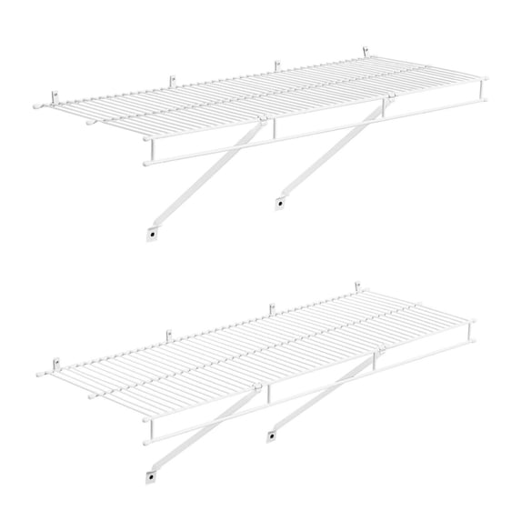 Wire Shelf Kit 3 ft - Set of 2, Wall Mounted Shelves, Heavy Duty Carbon Steel Closet Storage, Hanging Shelf for Closet, Bedroom, Laundry Room, Office