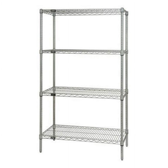 Wire Shelving 4-Shelf Starter Units - Stainless Steel, 21 x 42 x 74 in. - Stainless Steel