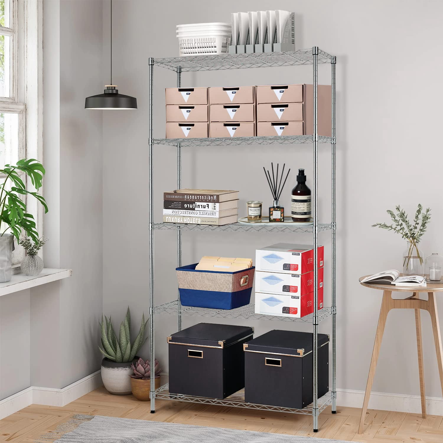 Wire Shelving 5 Tier Storage Shelves, Metal Shelf NSF Certification Heavy Duty Commercial Wire