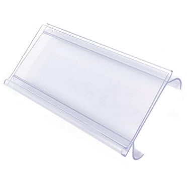 Wire Shelving Label Holder, Clear Plastic Clip On Ticket Holder with Sleeve, 3" x 1.25", 10 Pack
