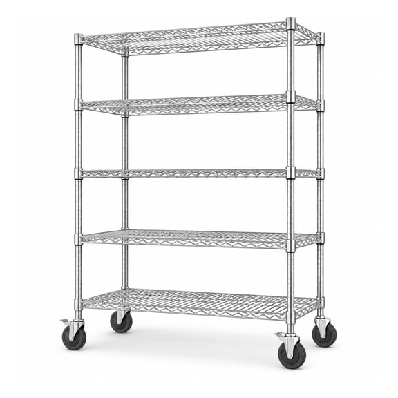 Wire Shelving Rack on Casters, 82 Inch Tall Storage Shelves with Wheels, Heavy Duty Kitchen Organizer