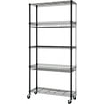 Wire Shelving Rack with Baskets and Wheels, NSF Certified, Black, 36" x