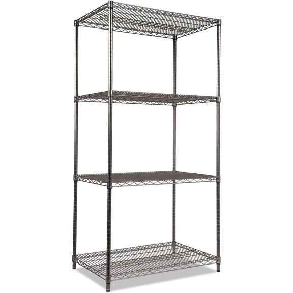 Wire Shelving Starter Kit, Four-Shelf, 36w x 24d x 72h, Black Anthracite