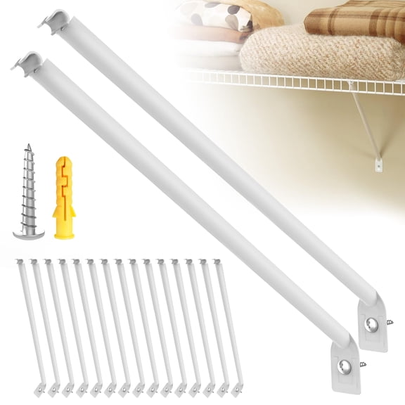 Wire Shelving Support Brackets, 15 Pack, White, For 12 Inch Closet Shelves