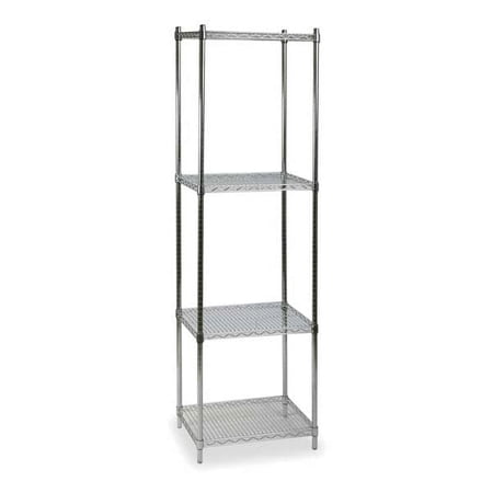 Wire Shelving Unit, 18"D x 24"W x 85"H, 4 Shelves, Silver 2KPF2
