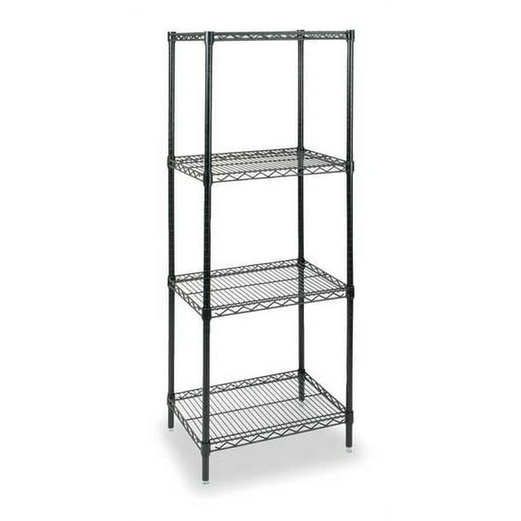 Wire Shelving Unit, 18"D x 36"W x 74"H, 4 Shelves, Black