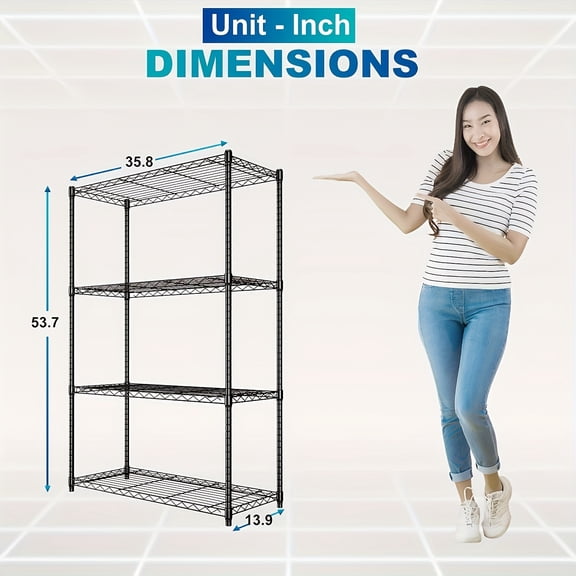 Wire Shelving Unit, 3/4/5/6-Tier Metal Storage Rack NSF Storage Rack Garage Shelving Adjustable Heavy Duty Metal Shelving Unit, Utility Racks