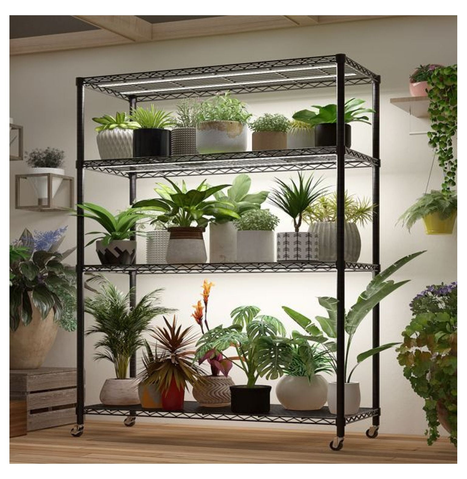 5 Tier Wire Shelving Unit With Wheels - 750 Lb Capacity Adjustable Storage Rack