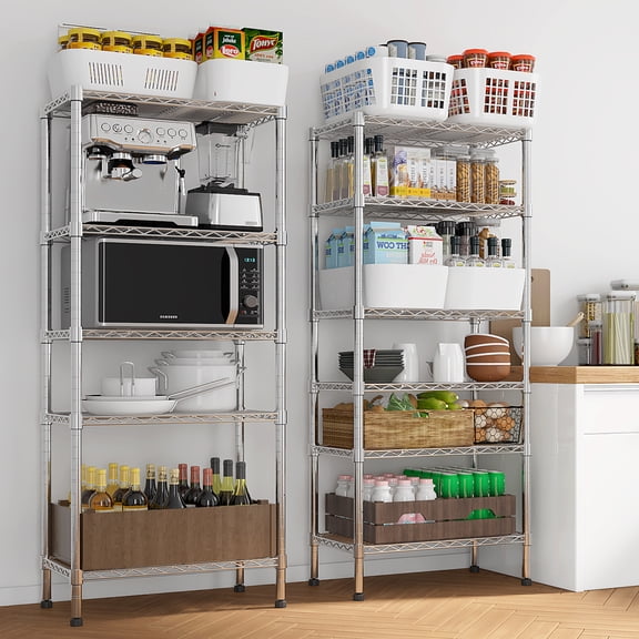 Wire Shelving Unit Heavy Duty Adjustable Storage Rack Carbon Steel Garages Pantries Kitchens Multiple Rows 11 Tier System Commercial Grade Restaurant Warehouse Offices Living Room Indoor Organizer