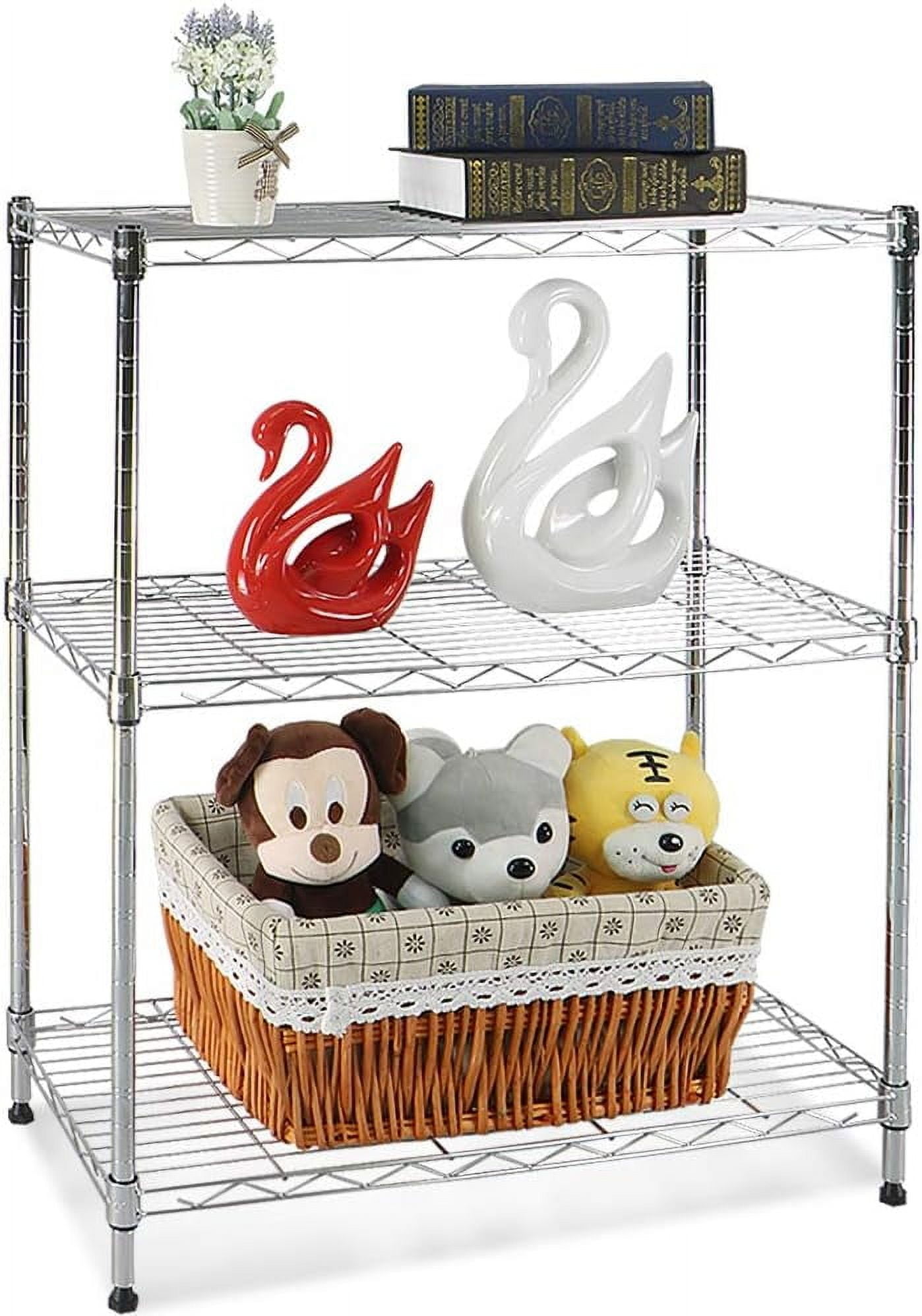 Wire Shelving Unit, NSF 3-Tier Height Adjustable Utility Steel Storage ...