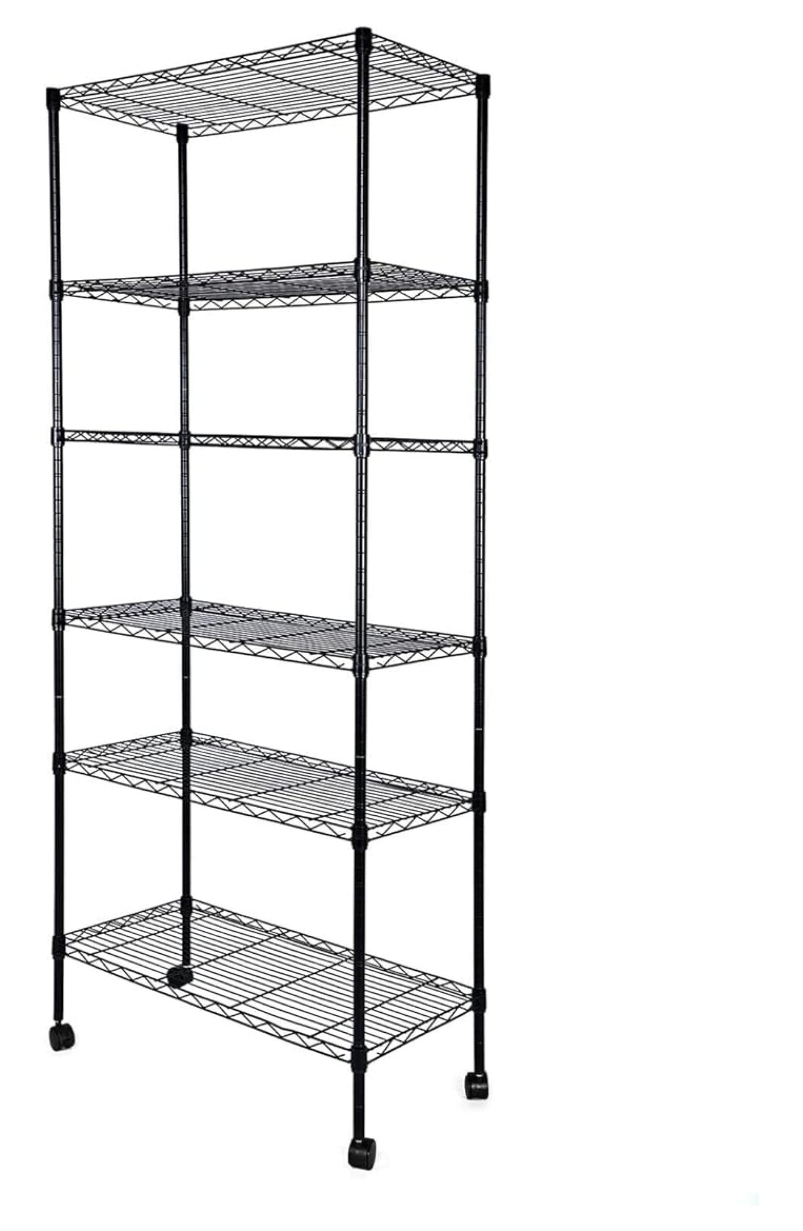 Wire Shelving Units 6 Tier, 30'' Wide - Adjustable Heavy Duty Metal Shelves on Wheels, Black