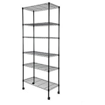 Wire Shelving Units 6 Tier, 30'' Wide - Adjustable Heavy Duty Metal Shelves on Wheels, Black