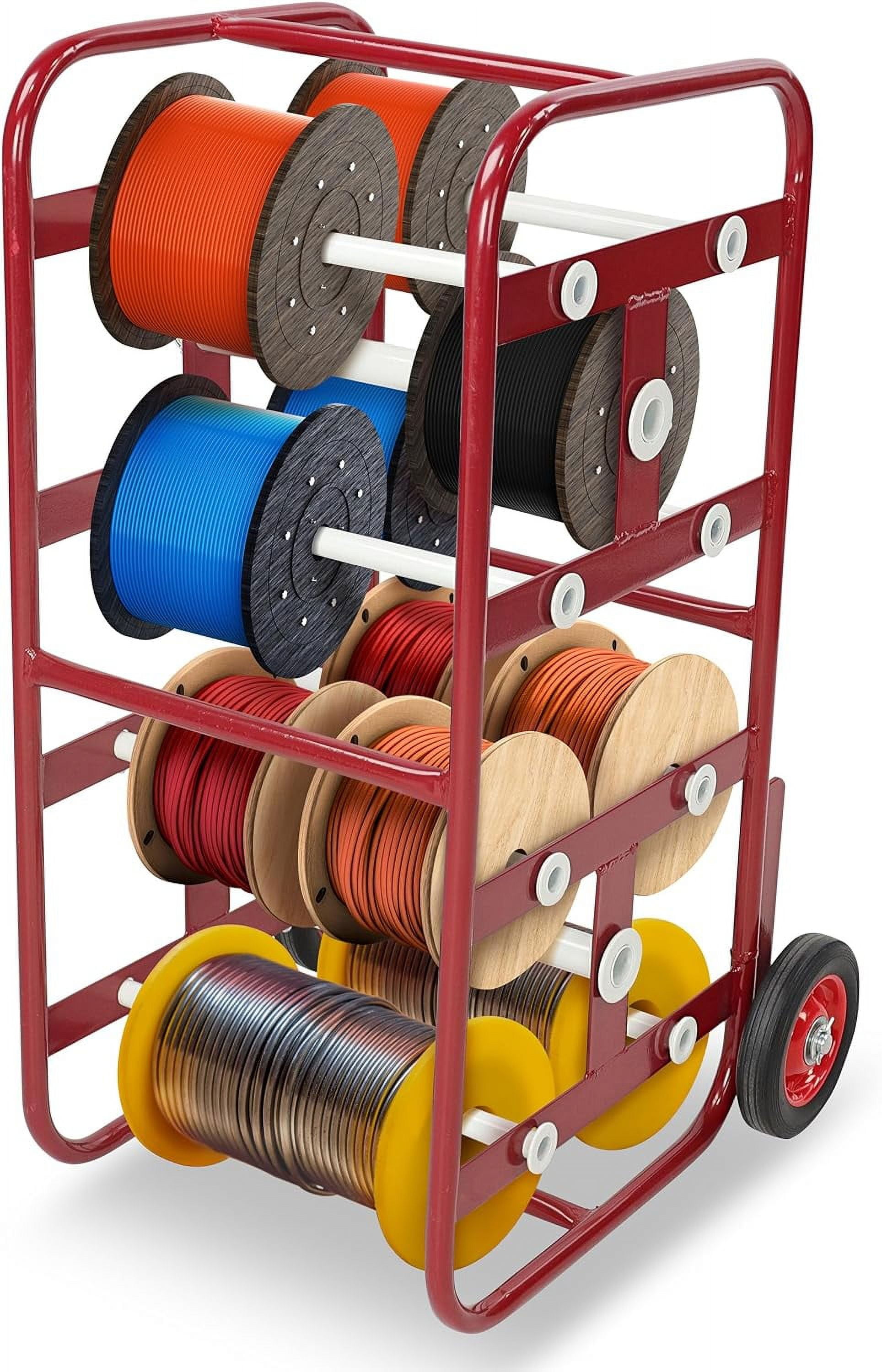 Wire Spool Rack Cable Caddy, Red Wiring Spool Dispenser Bulk Cable Holder, Electrical Wires