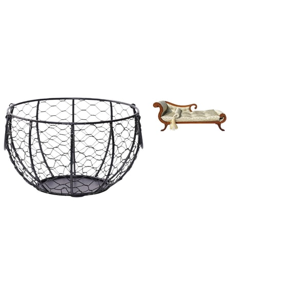 Wire Storage Basket Egg Basket Miniature Sofa Multipurpose Iron Wooden Material for Countertop Living Room