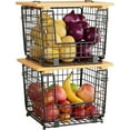 thumbnail image 1 of Wire Storage Basket for Kitchen Pantry:  Stackable Kitchen Counter Organizers - Wire Organizing Bin for Produce Vegetable Potato and Onion Black, 1 of 6