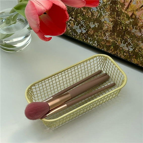 Wire Storage Baskets for Organizing,Small Mesh Basket Organizer Bin for Desk,Stackable Rectangular Storage Basket,Desktop Storage Bins for Bedroom Living Room Kitchen Bathroom Office