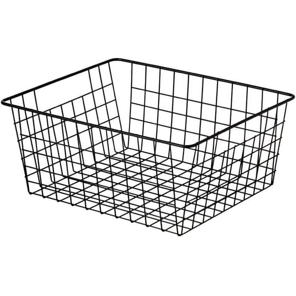 Wire Storage Baskets, Wire Baskets for Organizing,Premium Metal Storage Organizer Basket, Large Wire Basket for Home Office Kitchen, Black (14.2x11.3x6.3inch)