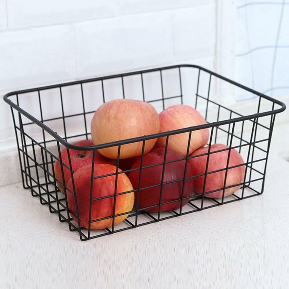 Wire Storage Baskets,  1 Pcs Wire Baskets for Storage Pantry, Black Wire Basket,Wire Baskets For Organizing, Countertop, Closet, Bedroom, Bathroom, Make Life Tidier Metal Basket,Large