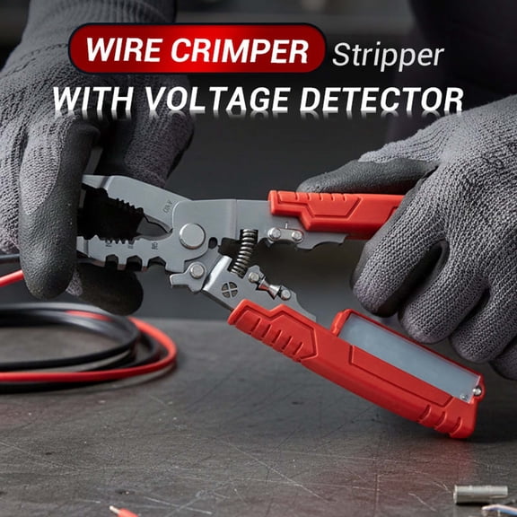 Wire Stripper Crimper Tool, Multi Function Electrical Pliers with Voltage Detector, Precision Cutting and Crimping Tool for Electricians Automotive Repair