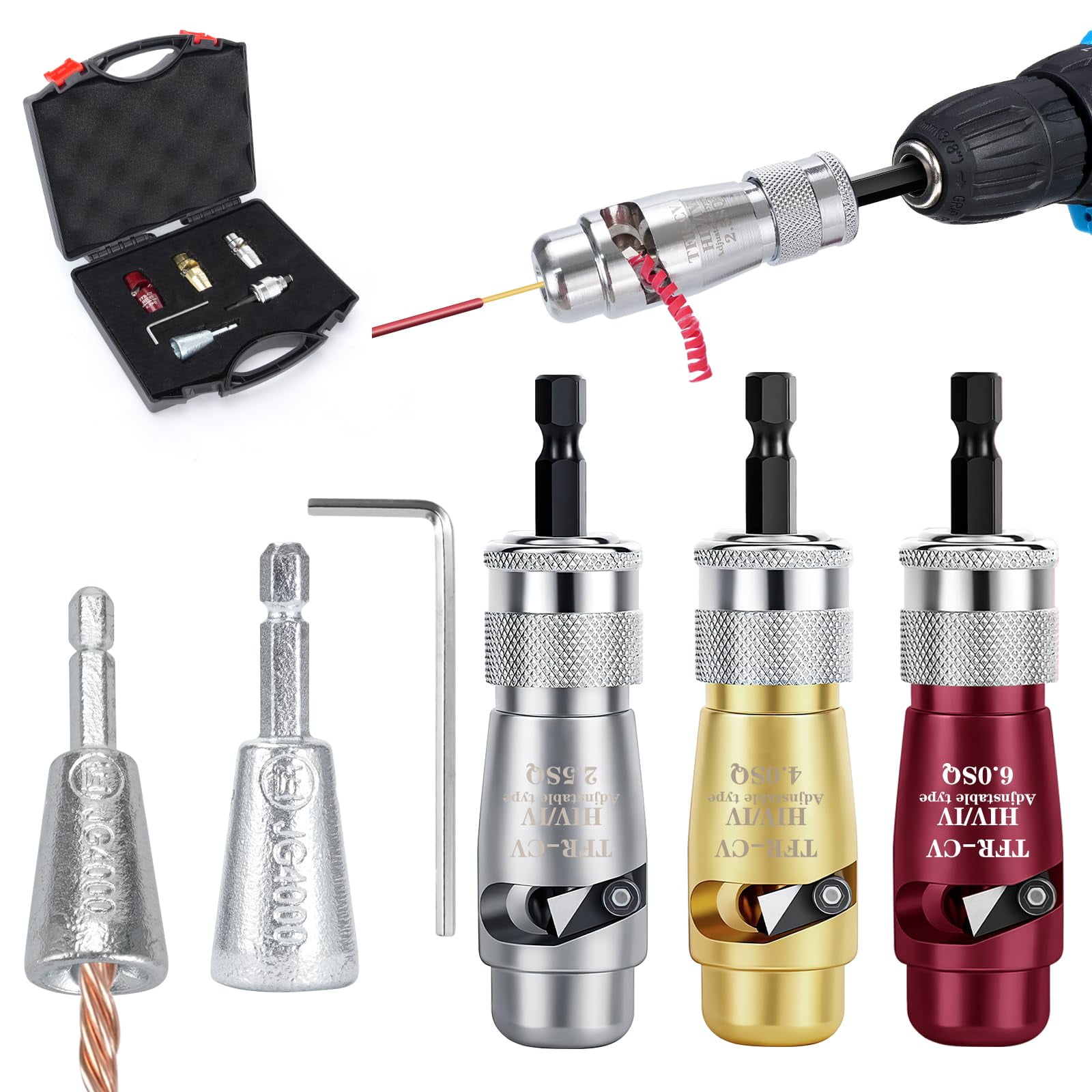 Wire Stripper for Drill,Wire Twister Tool for Drill,2024 New Professional Portable Electrician Tool Set, Wire Stripping Drill Attachment,Suitable for Cable Fast Wire Stripping and Wire Twisting C30