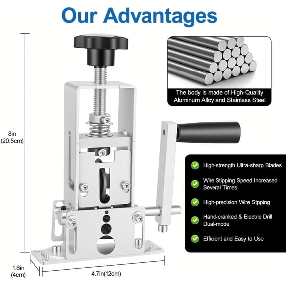 Wire Stripper Machine Manual, Scrapping Copper Cable Stripping Machine, Drill Powered/Hand Crank Dual-drive Wire Stripper Tool for Scrap Copper Recycling & DIY Automotive Cables and Electrical Work$$