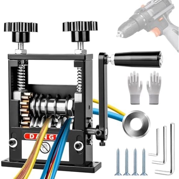 Wire Stripper Tool, Manual Wire Stripper Machine with 6 Channels and 5 Blades, Portable Cable Strippers Drill Attachments with Hand Crank for 0.1" to 0.67" Scrap Copper Cables Recycling