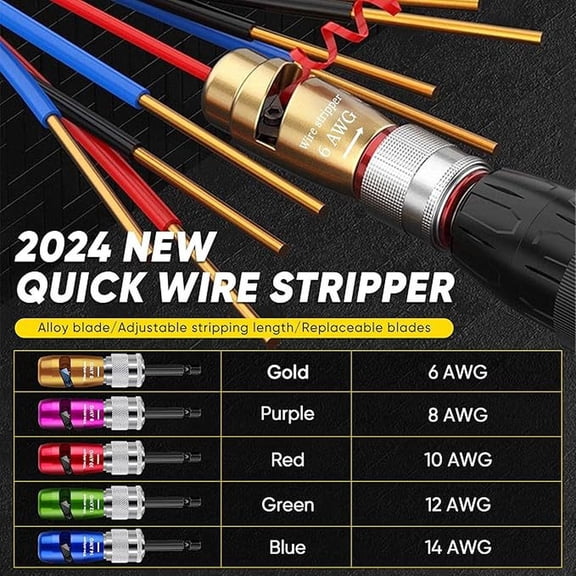 Wire Stripper And Twist Connector Set For Drilling, 1 Piece Wire Stripper Tool With Twist Connectors, Drill Bit Wire Twister For Electrical Work, Cable Stripping And Twisting