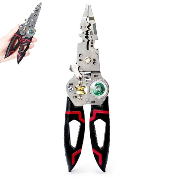 Wire Stripping Pliers with Voltage Tester Designed for Circuit Repair and Outlet Installation Ideal for Professional Electricians and DIY Enthusiasts