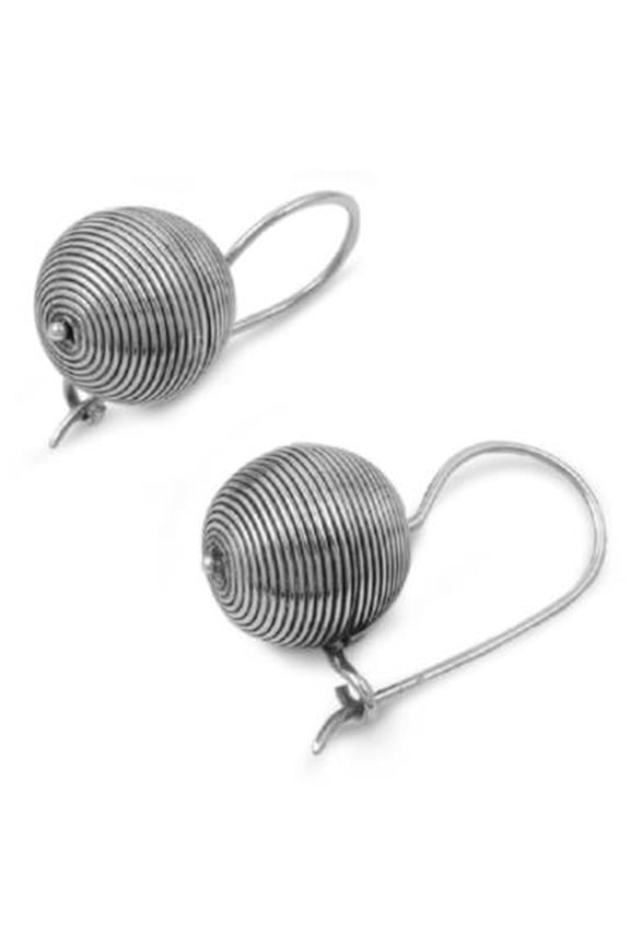 Wire Style Sphere Earrings Sterling Silver