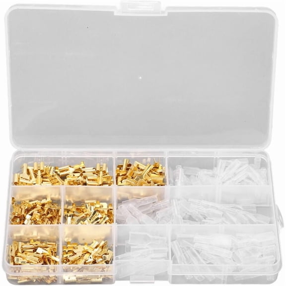 Wire Terminal Assortment Kit Brass Male Female Butt Connectors with Nylon Sheath Wire Crimp Terminals,DUBUNS