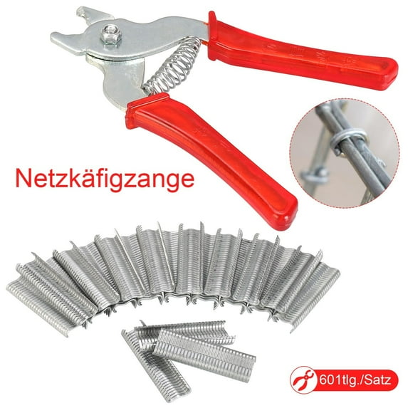 Wire Tightening Pliers Mesh Cage Pliers + 600Pc M-Ring