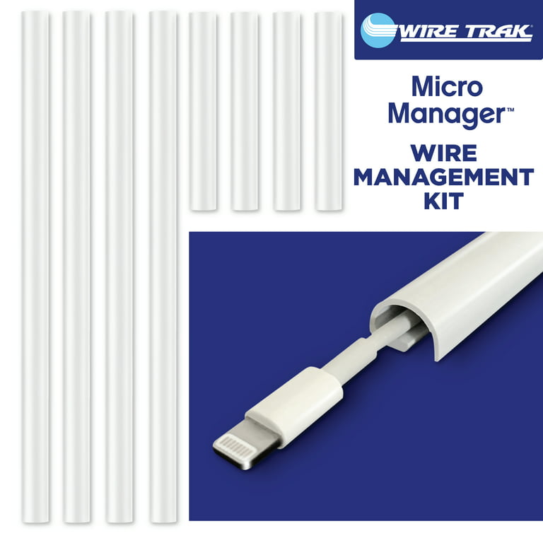 Wire Trak Micro Manager Wire Management Kit, Removable Adhesive Single Wire  Cover, White