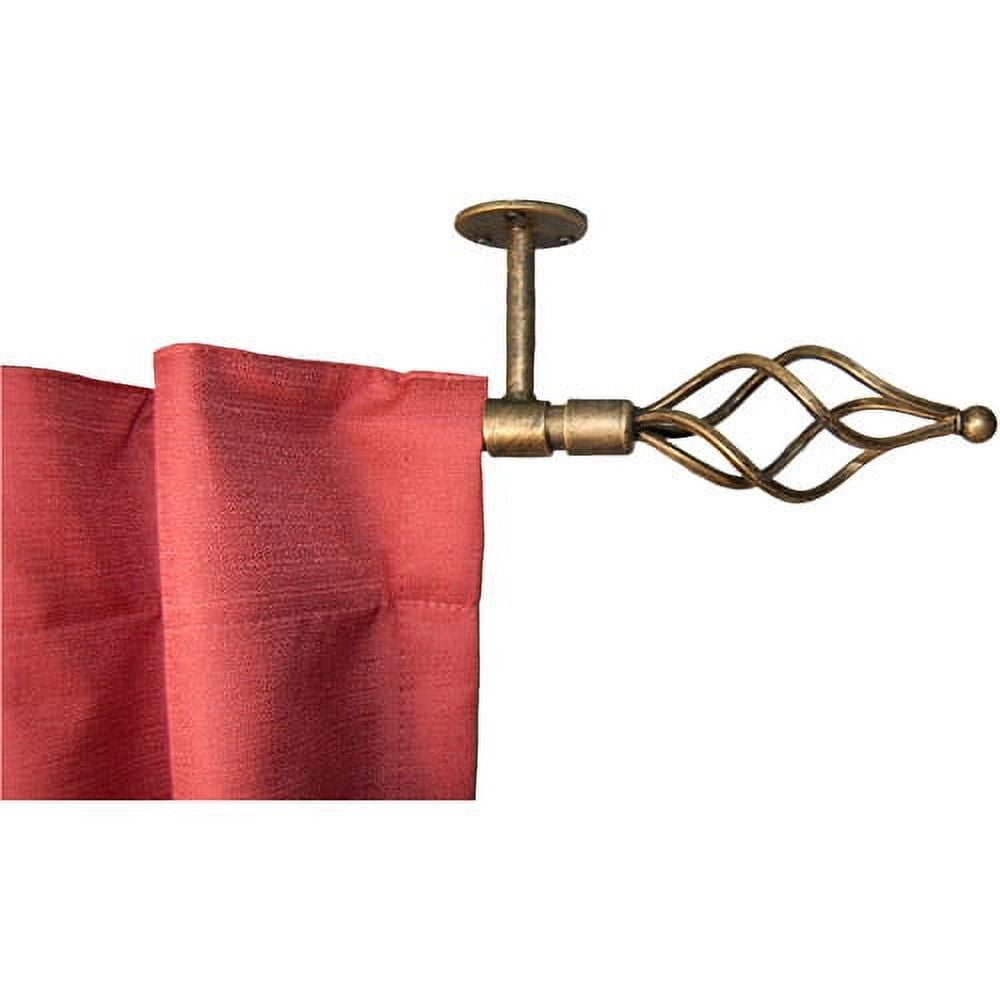 Wire Twist Ceiling Mount Curtain Rod, Antique Gold