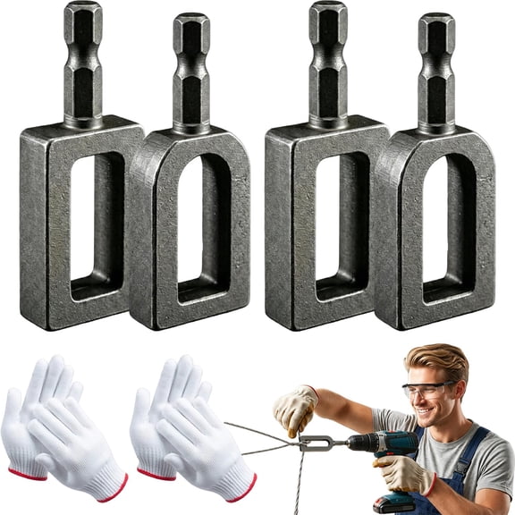 Wire Twister Tool for Drill, 2026 Upgrades Electric Drill Wire Twisting Tool with 1/4" Hex Shank, Multifunctional Iron Wire Nut Twister/Knotter for Fence Repair, Rebar Tying (4Pcs)