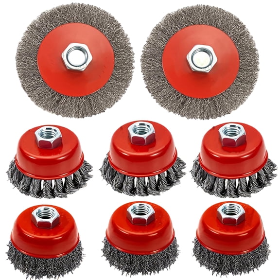 Wire Wheel Set for Angle Grinder 8 Pack Twisted Steel for Rust and Paint Removal