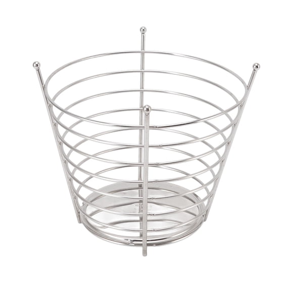Wire-Worked Design Fruit Basket, Contemporary Style Organizer for Modern Countertop Storage, Stainless Steel Fruit Holder, Chrome Utensil Holder, Heavy and Solid Construction,