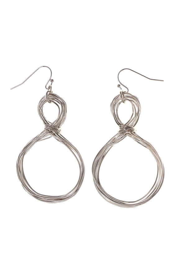 Wire Wrap Dangle-Earrings Silver-Tone Color #LQE2152