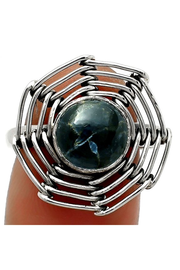 Wire Wrap - Pietersite - Namibia 925 Sterling Silver Ring s.9 Jewelry R-1445 SDR168394
